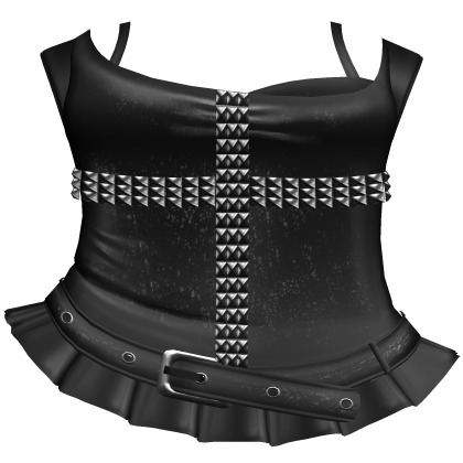 ♡ kawaii black studded dress w ruffled skirt