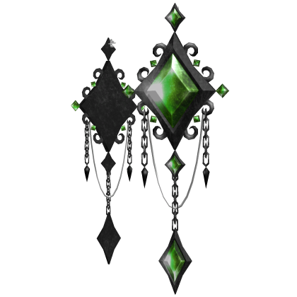 Halloween Gothic Diamond Drop Earrings (Green)