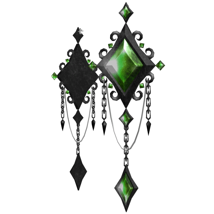 Halloween Gothic Diamond Drop Earrings (Green)