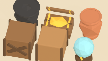 Low Poly Medieval Fantasy RPG Props Village x60 preview 5