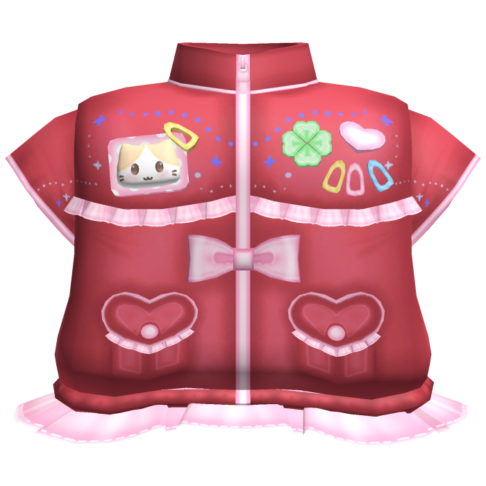 ♡ kawaii ruffled red jacket w kitty badge