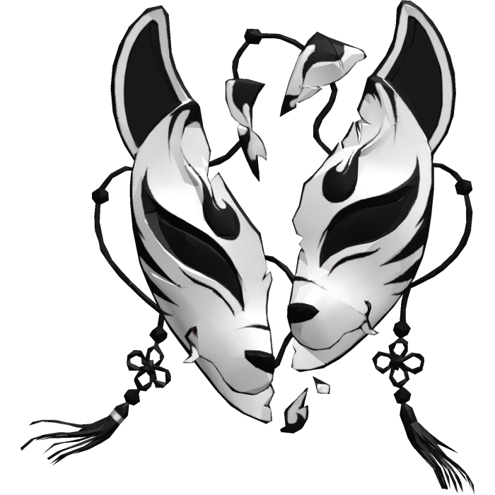 Black Broken Japanese Kitsune Mask