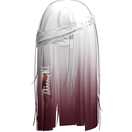 Creepy White Red Monster Hair w White Bandages Roblox item