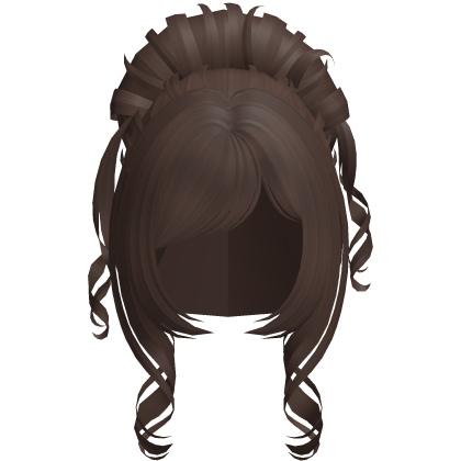 ♱ pretty curly high messy bun in brown Roblox item