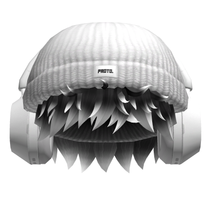 White Beanie w Headphones and White Dye Tips Hair