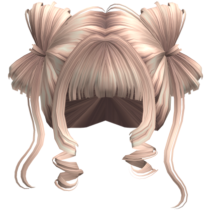♡ Cute Bow Pigtails Twirly Bangs Hair (Platinium) Roblox item