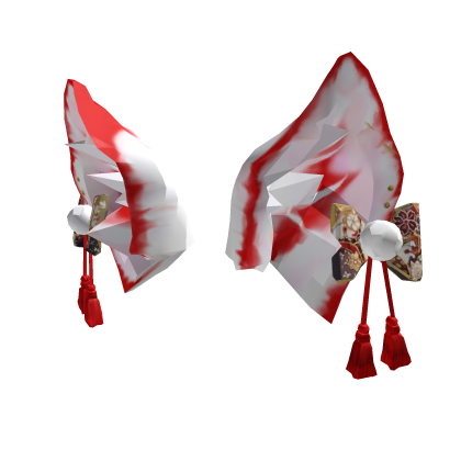 Soft Kitsune Ears - White & Red