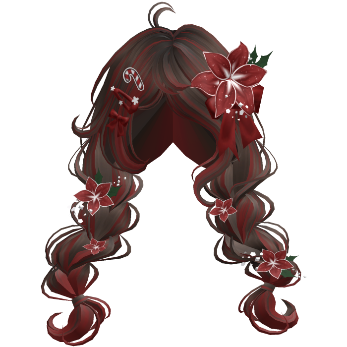 ♡ Christmas Preppy Flower Braids (Brown & Red)