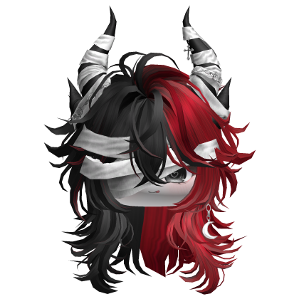 Horned Anime Demon Wolfcut (Black&Red)
