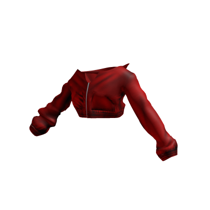 Oversize Cropped Baggy Fit Zip-Up Jacket in Red thumbnail