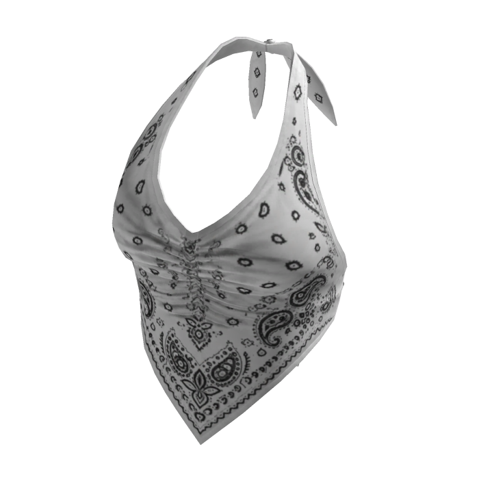 Paisley Halter Top with Pointed Hem (White)