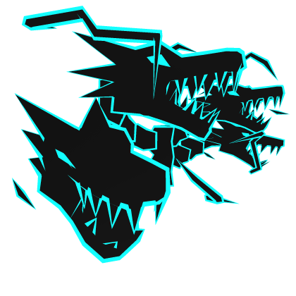 Cartoony Cyan Lightning Dragon Heads