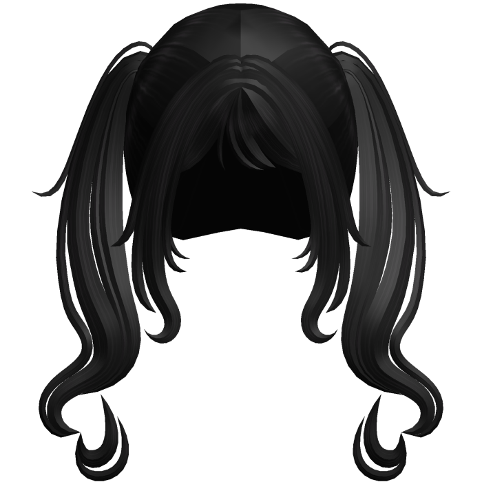 Swirly Curled Long Pigtails (Black)