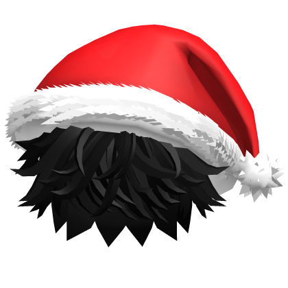 Messy Anime Boys Emo Hair w/ Santa Hat (black) v17 Roblox item