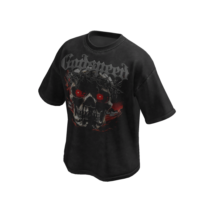 GodSpeed Skull Black Wash Oversized Shirt