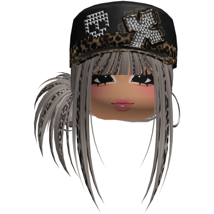 Gyaru Side Bun Hair w/ Cheetah Cap & Earrings