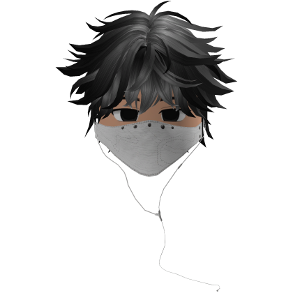 Cute Emo Boy Headphones Mask white Y2K ( gray )