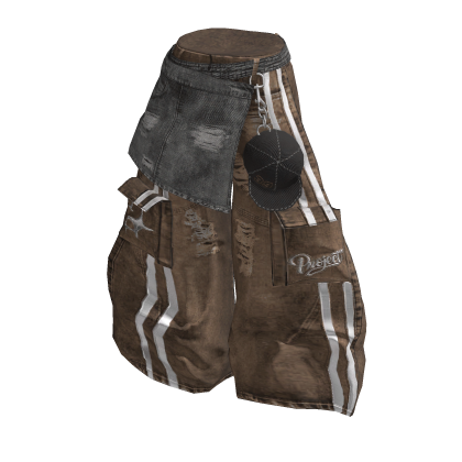 💜 Y2K Distressed Layered Denim Pants_Brown