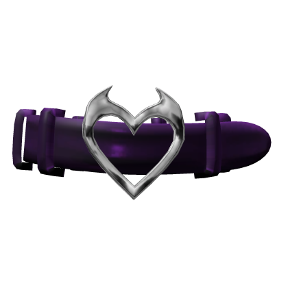 Goth Imp Heart Belt Choker Y2K - Purple Silver