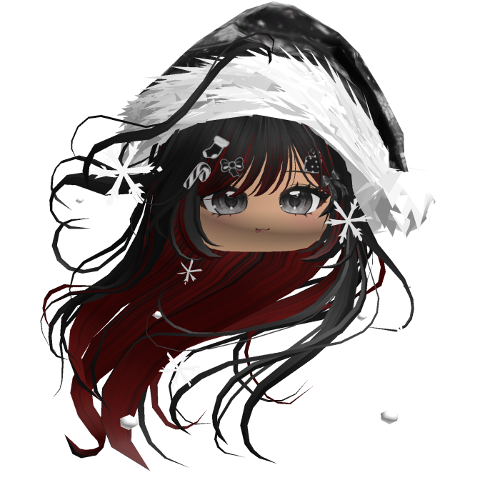 Windy Anime Hair w/Santa Hat (Black&Red)