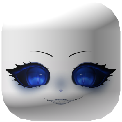 Halloween Evil Blue Cat Jester Face