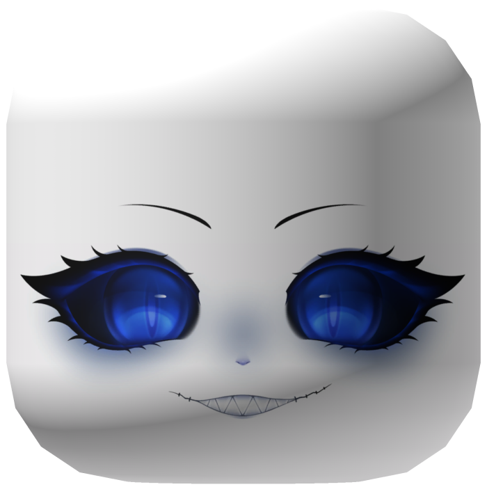 Halloween Evil Blue Cat Jester Face