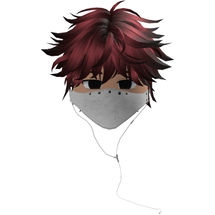 Cute Emo Boy Headphones Mask white Y2K ( red )