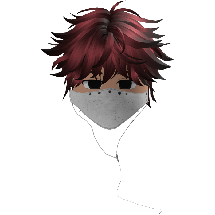 Cute Emo Boy Headphones Mask white Y2K ( red )