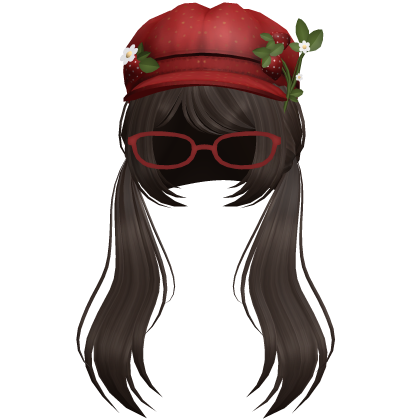 ♡ cute igari beret glasses pigtails in dark brown thumbnail
