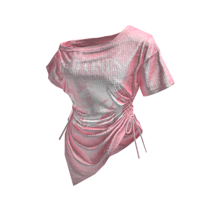 Pink Off Shoulder Sinched Graphic Tee