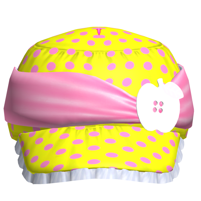Cute 2000s Yellow Pink PolkaDot Gyaru Apple Button