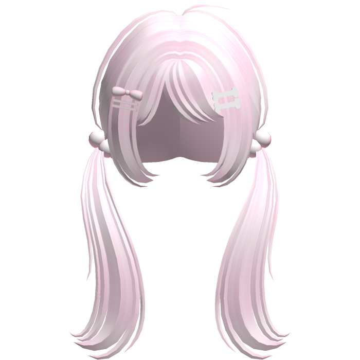 🤍 cutecore pigtails with hair clips pink