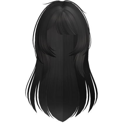 ♡ cute long messy dark brown hair w bangs Roblox item