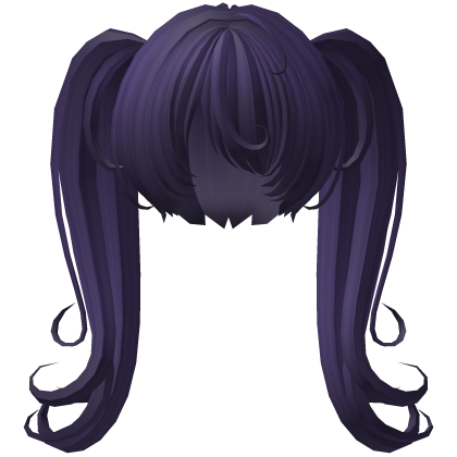 curly long overgrown pigtails in dark purple Roblox item