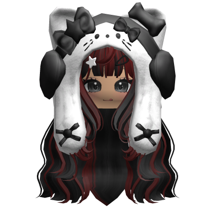 Black&Red Cute Cozy Kitty Hood Hair