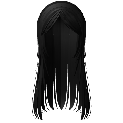 Cute Black Long Wispy Straight Emo Doll Hair Roblox item