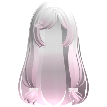 🤍 ribbon tied long cute princess hair white pink