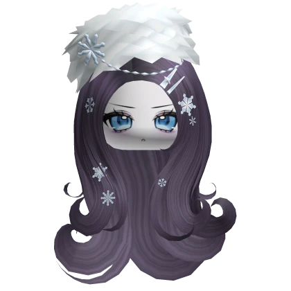 ️ Winter Wavy Dark Purple Hair w/ Fur Hat & Snow | Roblox Item - Rolimon's