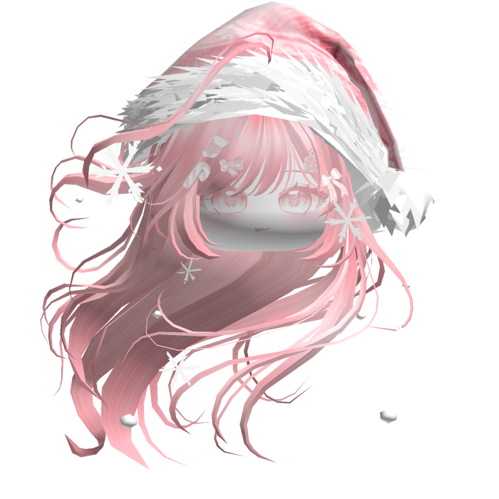 Windy Anime Hair w/Santa Hat (Pink)