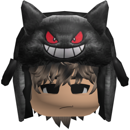Black Monster Ushanka w/ Emo Boy Face y2k Hair