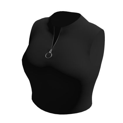 Basic Baddie Crop Top w/ zip Black