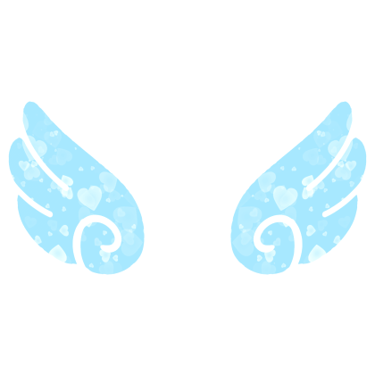 ♡ Cute Glowing Swirly Angel Wings in Blue Hearts