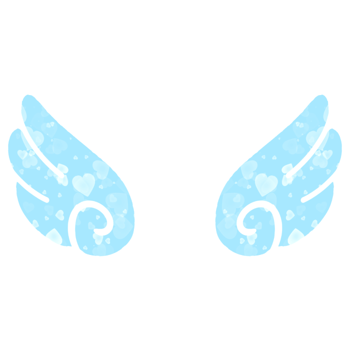 ♡ Cute Glowing Swirly Angel Wings in Blue Hearts