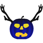 Blue and Gold Pumpkin with Antlers