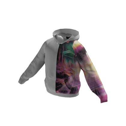 Rave graphic split white hoodie thumbnail