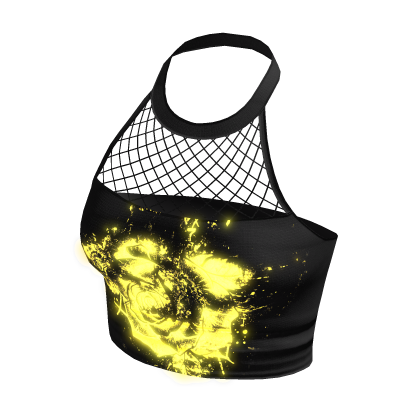 Black Y2K Printed Tank Top/Yellow Glow[2AM]