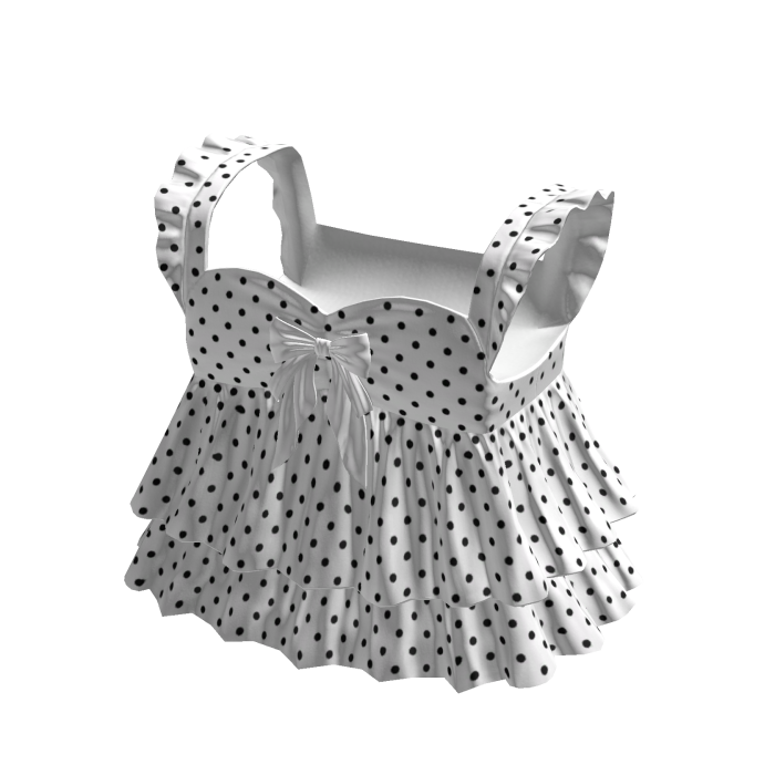 3.0 White Cute Ruffled Doll Dress Polka Dot Angel
