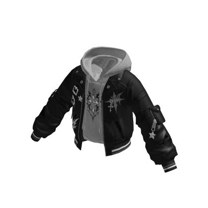 Goth Cross Jacket w/ Hoodie (Black N Gray)