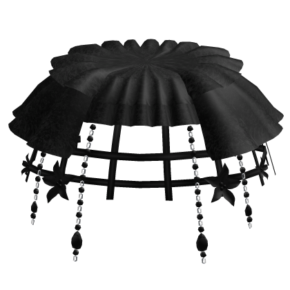 Dark Black Emo Rosary Lily Cage Lace Gothic Skirt