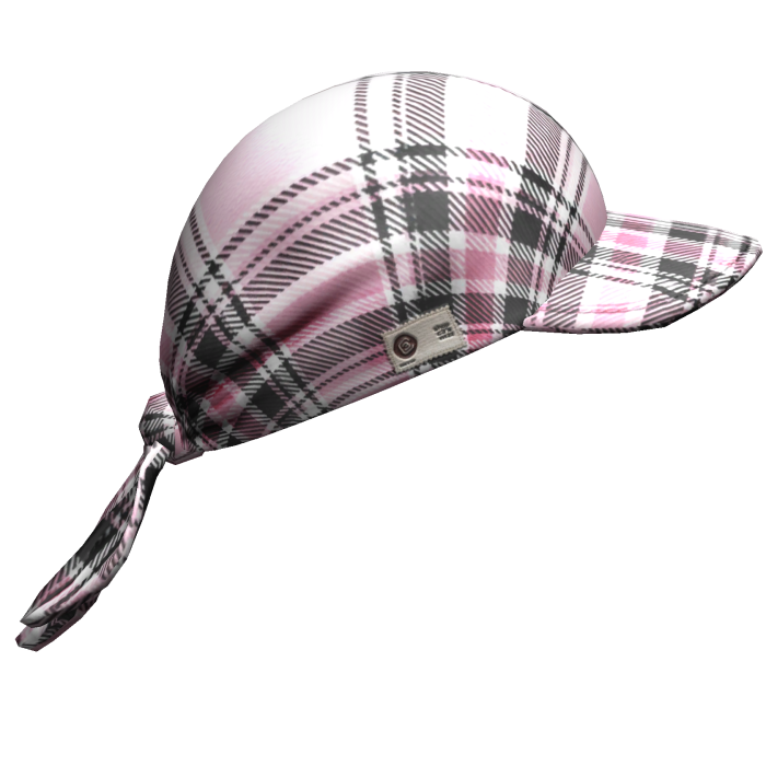 2000s Pink Plaid Tied Headscarf w/ Baseball Cap